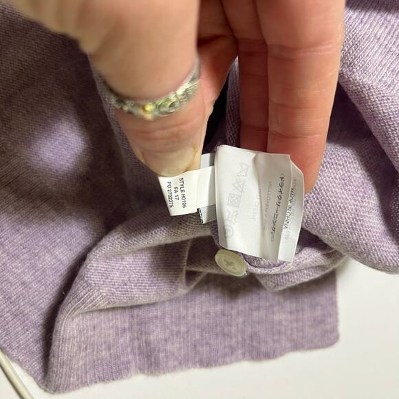 J Crew XXS Purple V Neck Relaxed Pullover Layered Sweater White Cuffs Wool Blend - Picture 3 of 10